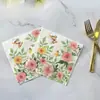 Em estoque fabricantes fornecem flores e plantas coloridas feliz aniversário criativo guardanapos impressos flores e plantas feriado atacado