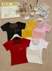 33107 # Camiseta retro para mujer estilo BM con estampado de angelito, manga corta, top BM corto ajustado, moderno y favorecedor para chicas populares