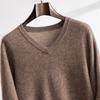 Suéter de Tricô Cashmere Masculino Gola V Cor Sólida Camisa Base Engrossada Interna Casual Plus Size Lapela Suéter Base