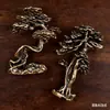 Adorno de Pino y Grulla de Latón de Bienvenida, Mascota de Té, Manualidad para Oficina en Casa, Decoración de Regalo, Adorno de Cobre
