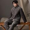 Pijama de Invierno Juvenil para Hombre Franela Algodón de Tres Capas Grueso con Forro Polar Cálido Ropa de Algodón Ropa para el Hogar Traje Ropa Exterior