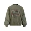 Sudadera con capucha Flor Frita para Hombre Estilo Callejero Primavera y Otoño Estampado de Letras Graffiti Americano Vintage Lavado Casual Cuello Redondo Sudadera
