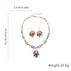 Nuevos pendientes y collar de circonita colorida estilo europeo y americano, cadena para la clavícula estilo corte vintage, conjunto de joyería versátil elegante y moderno