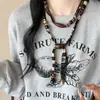 Collar de Bufanda de Seda con Flor de Cintura y Frutas para Mujer 2025 Nuevo Diseño Único Accesorios Bufanda Simple Elegante Cadena para Suéter