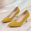 2026 Primavera y Otoño Nuevo Comercio Exterior Talla Grande Tacones Altos Puntiagudos Zapatos de Tela de Tacón Fino para Mujer Zapatos de Salón de Moda para el Trabajo Transfronterizo