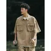 Camisa polo japonesa masculina de manga curta marca de moda de verão moda moda solta plus size Montanha funcional ferramentaria camisa meia manga