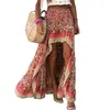 9065# punto Amazon wish transfronterizo nuevo rayón estampado irregular cintura alta Joker falda larga de mujer