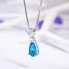 Collar Colgante Corazón de Topacio Azul Estilo Coreano Colgante Corazón de Cristal Azul para Mujer Regalo de Tanabata Día de San Valentín para Novia