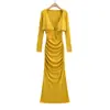 Vestido bodycon ajustado con pliegues retorcidos estilo francés para Otoño e Invierno, Top cárdigan de manga larga para mujer
