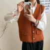 Outono e inverno nova cor sólida solta borla design sentido decote em v colete de malha estilo preguiçoso feminino empilhado cardigã colete