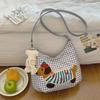 Bolso de Lona a Cuadros Negros Estilo Japonés para Mujer 2026 Nuevo Casual Versátil Nicho Gran Capacidad Bolso Cruzado de Dachshund