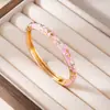 Pulsera Abierta Transfronteriza Estilo Chino Nuevo con Acabado de Alta Gama, Pulsera Colorida de Cloisonné, Pulsera de Joyería Nueva Transfronteriza de Alta Gama
