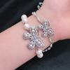 Pulsera Avanzada Sense Moda Celebridad de Internet Lazo Perla Agitar Voz En Vivo Diamante Completo Mariposa Pulsera Ajustable Estilo ins