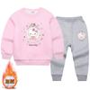 Ropa Infantil para Niñas Kt Cat Conjunto de Sudadera de Terciopelo para Niñas Otoño e Invierno 2022 Top Pantalones Estilo Occidental para Niños Conjunto de Dos Piezas para Niñas