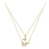 Colar Elegante Estilo Ins Disney/Disney Dupla Camada Borboleta Explosão Estelar Brilhante Feminino 129