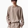 ANAN Dongdaemun Coreano Personal Shopper Prendas de Punto Cuello Henley Cálido Manga Larga Camiseta Casual Holgada Capa Base Top para Hombre