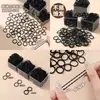 Gomas Negras Pequeñas para Mujer que No Dañan el Cabello, Diadema para Bebé para Atar Pequeñas Cantidades de Cabello, Diadema de Alta Elasticidad, Set de Cuero para Niños, Diadema Fina