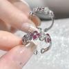 Anillo de apertura transfronteriza con sentido avanzado, trébol de cuatro hojas, personalidad de moda, circonita, diamante, anillo simple, elegante y combinable.