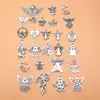 Conjunto de 26 Pingentes e Acessórios de Anjo em Prata Antiga, 26 Estilos, 1 de Cada, cerca de 55g Por Conjunto