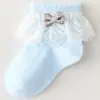 Calcetines para Bebé Recién Nacido Niñas Pequeñas Primavera y Verano Delgados con Moño Princesa Algodón Puro Calcetines de Encaje para Bebé Niña de Encaje