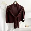 Novo Cachecol de Tricô Liso com Xale de Lã para Mulheres, Protetor de Pescoço Versátil para Salas com Ar Condicionado no Verão, Aquecedor de Pescoço para Roupa Externa