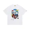 Camiseta estilosa japonesa da marca Ape Kikai Maneki Neko de manga curta para homens e mulheres, adolescentes, moda de rua e campus, camiseta juvenil de manga curta