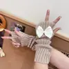 Milênio y2k garota popular laço madeira orelha luvas de tricô lolita fofa jk girl manga de mão quente mulheres