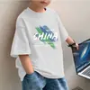 Nueva camiseta de manga corta de moda para niños Verano 2026, 100% algodón puro, para niños mayores