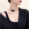 Nuevo collar de lazo negro de terciopelo de doble capa para mujer 2026, exquisita y sofisticada, cadena para la clavícula de estilo fresco y minimalista para mujer