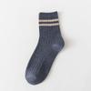 Calcetines de Otoño e Invierno para Hombre Ins Personalidad de Moda Algodón Estilo Coreano Estilo Universitario Doble Aguja Dos Rayas Largos Versátiles de Media Pantorrilla para Otoño e Invierno