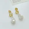 Brincos de Clipe para Espiral de Mosquito com Pérolas Irregulares Estilo Barroco, Brincos Simples Estilo Francês Sem Furo, Brincos Elegantes para Mulheres