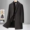 Abrigo de lana de longitud media para hombre, doble faz, con forro de plumón desmontable, engrosado para invierno, adecuado para uso business casual