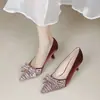 Vestido de Novia Principal Estilo Occidental Zapatos de Tacón Alto para Mujer Lazo Satén Blancos Zapatos de Boda Elegantes Tacón de Aguja Socialité Zapatos de Tacón para Banquetes