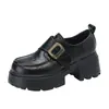 Sapatos Rasos de Couro Estilo Britânico com Sola Grossa Pretos Femininos Versáteis para Primavera e Outono 2026 Novos JK Japoneses Mary Jane Flats Loafers