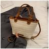 Bolso Tejido de Paja Popular de Moda para Mujer 2026 Nuevo Modelo Celebridad de Internet Elegante Bolso Cubo Tejido Bolso Cruzado Pequeño de Playa