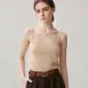 Camisola de Cashmere Sem Mangas Cor Sólida Simples Amiga da Pele Camada Base Alças Finas Bandeau Crop Top Design de Personalidade Roupa Íntima