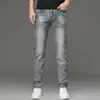 Jeans Vintage Masculino Estilo Europeu e Americano Slim-fit Reto Outono e Inverno High Street Ins Lavado Calças Elásticas Masculinas Velhas