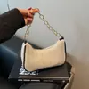 Verão Nova Bolsa Versátil de Moda Palha Tecida Retrô Baguete de Axila Bolsa Simples Literária de Ombro Único de Mão Transversal para Mulheres