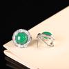 Brincos de prata S925 Brincos de calcedônia verde de prata Simples Pequeno Quadrado Zircônio Senhoras Brincos Elegantes