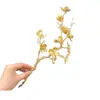 Flores de Nochevieja, Flores Artificiales Doradas, Eucalipto Dorado, Hortensia, Abanico Dorado, Hojas de Ginkgo, Cubo de la Fortuna, Arreglo Floral, Hojas, Flores de Plástico
