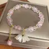 Pulsera de orquídea bicolor crema para mujer, popular en Little Red Book, chica elegante, joyería pequeña de Yiwu, pulsera de flor de cristal