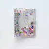 Caderno de folhas soltas transparente A5A6A7 com fecho único capa macia de PVC espessado com glitter colorido de estrelas e areia líquida para estudantes
