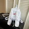 Bolso Orejas de Conejo de Moda 2026 Nuevo Modelo Rayas Verticales Mochila de Lona de Gran Capacidad para Viajes Cotidianos Mochila Versátil con Bloques de Color