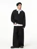 Conjunto de Duas Peças Masculino Ootd Primavera e Outono Estilo Coreano Moletom Tendência Conjunto Completo Falso Duas Peças Polo Casal Preto e Cinza Mesclado