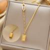 Venta caliente transfronteriza exquisita cadena para clavícula de acero de titanio y oro real 18K para mujer joyería de moda ins que no se decolora