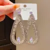 Brincos de Gota d'Água Vazados com Zircônia e Diamante Inlaid Prata Agulha Luxo Leve Nicho High-End Exagerado Requintado Personalidade Retro para Mulheres
