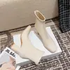 Botas de moda en stock para mujer, estilo coreano 2026, con suela gruesa, punta cuadrada, botines de tacón grueso, botas de tacón alto francesas adelgazantes