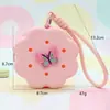 Bolsa de Silicone com Furo Estilo Desenho Animado Mini Carteira de Moedas Bolsa de Cosméticos DIY Bolsa para Fones de Ouvido Pingente de Chaveiro Presente