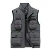 Chaleco deportivo casual de exterior para hombre para primavera y otoño, disponible en tallas grandes, con corte holgado, forro de malla y múltiples bolsillos para gran capacidad de almacenamiento