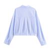 Para Aliexpress Popular Venta al por mayor Transfronteriza Estilo Europeo y Americano Camisas Cortas de Mujer con Cintura Plisada y Rayas